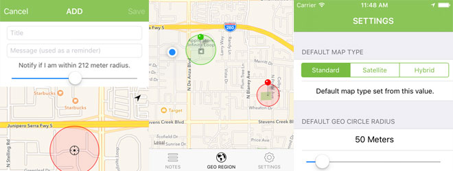 iOS App - Geo Target Note - Simple Note Taking Application with Geo Targeting using Geo Region Monitoring