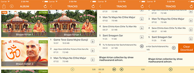 iOS App - OSM Satsang - Download tracks and play offline